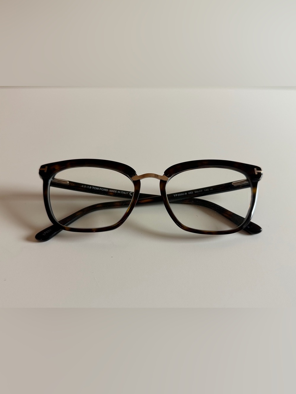 Tom Ford Women's Tortoiseshell and Gold Bridge Square-Rectangle Glasses